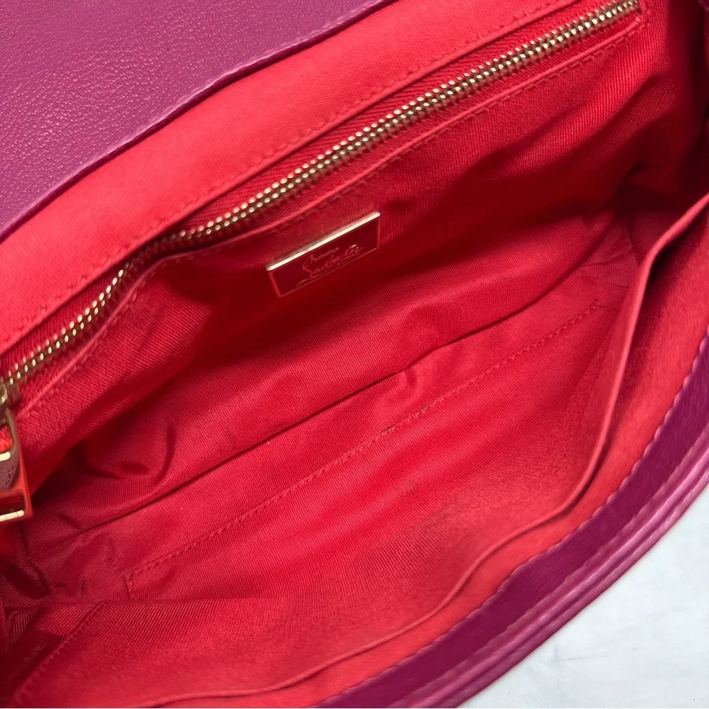 Christian Louboutin Sweet Charity Metal Bow Leather Purse Bag Pink Designer Glam - Picture 10 of 16